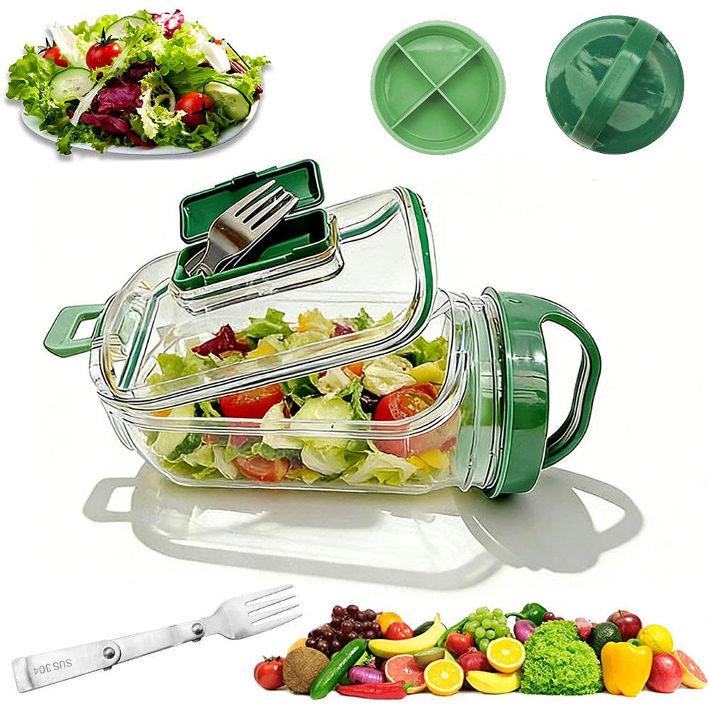 Salad Container Jar - Taşınabilir Salata Kabı, Çatal ve Sos