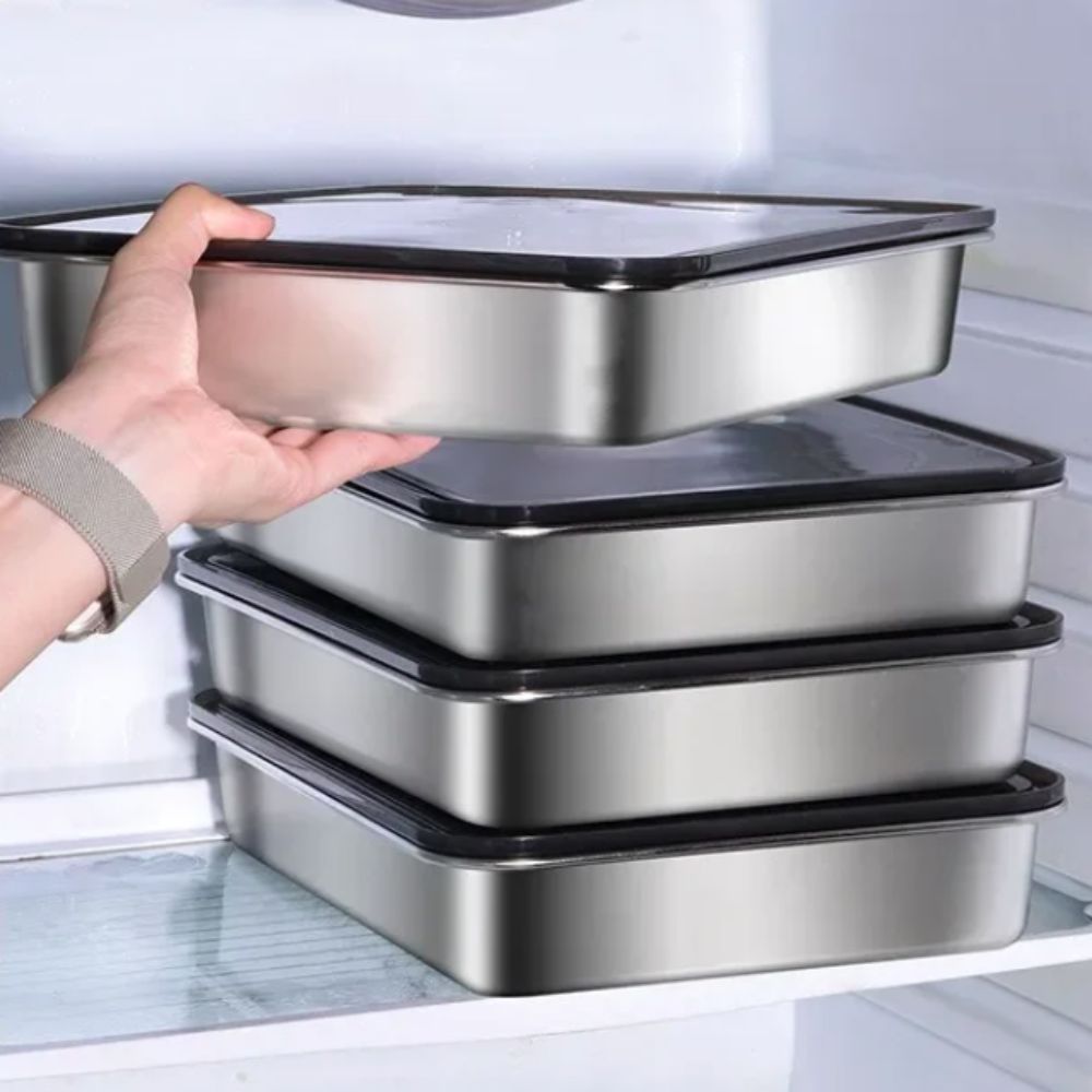 Meal Prep Menu - Paslanmaz Çelik Taze Saklama Kutusu Dikdörtgen