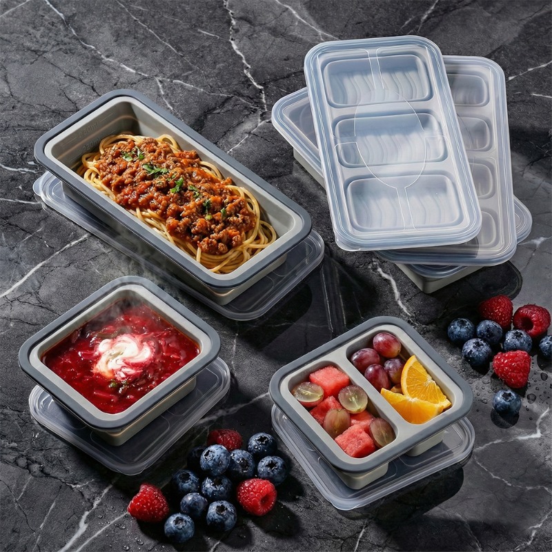 Meal Prep Oven Safe Containers - Kapaklı Silikon Dondurucu Tepsisi, Silikon Dondurucu