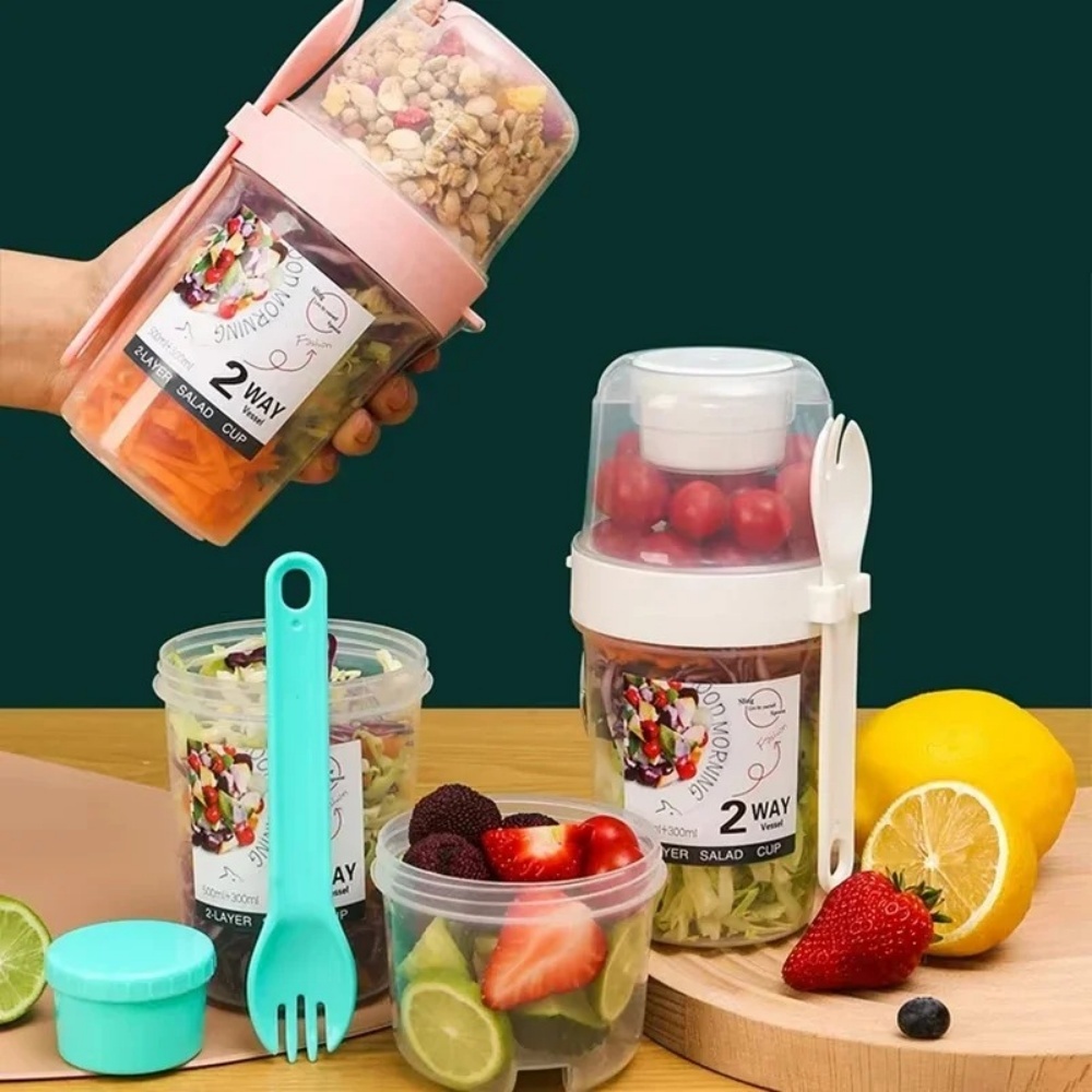 Salad Container Jar - Taşınabilir Salata Kabı Kahvaltı Kabı Yiyecek