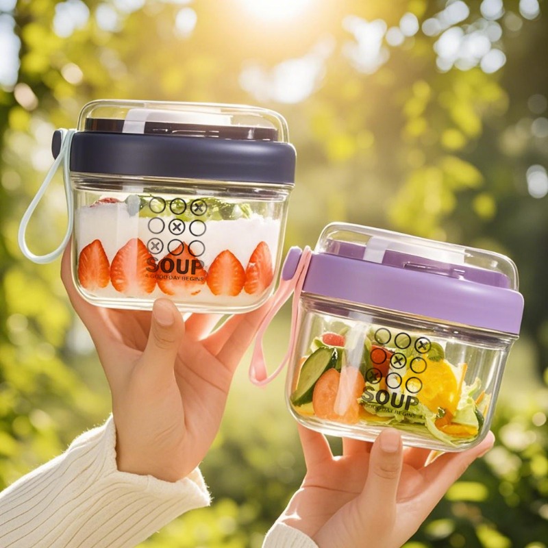 Salad Container Jar - Salata Bardağı Çift Katmanlı Yulaf Ezmesi