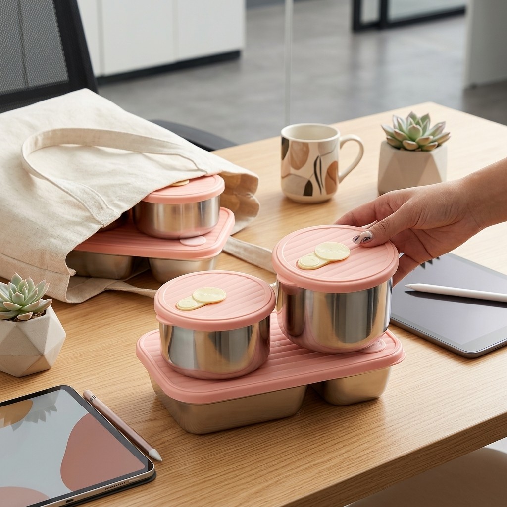 Meal Prep Lunch Boxes - Mikrodalgada Kullanılabilir 304 Paslanmaz Çelik Öğle