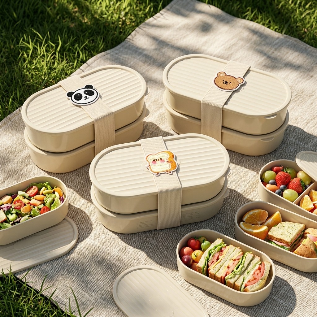 Salad Container Jar - 2 Adet/Set Çizgi Film Desenli Çocuk