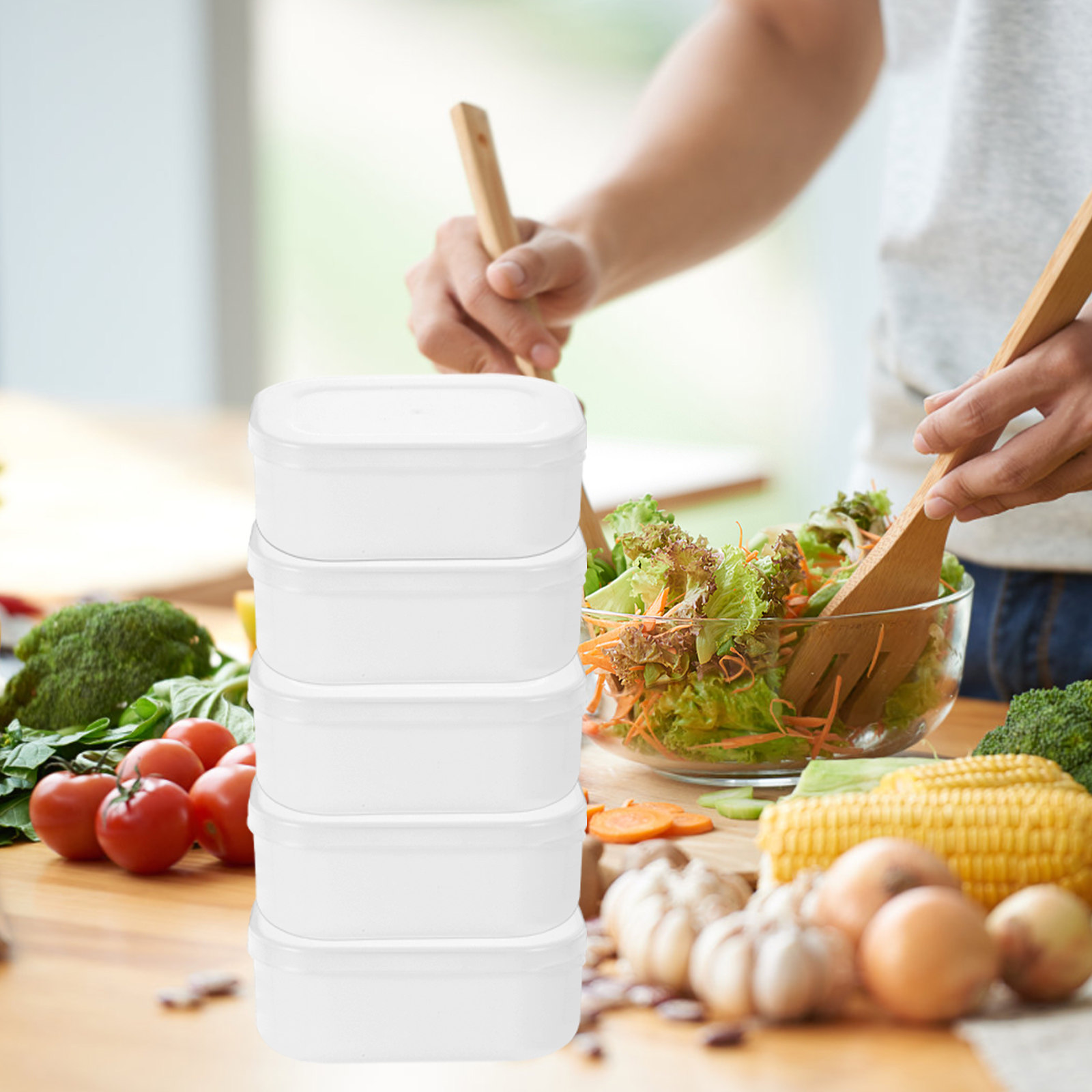 Meal Prep Healthy - 5 adet pirinç tahıl porsiyon saklama
