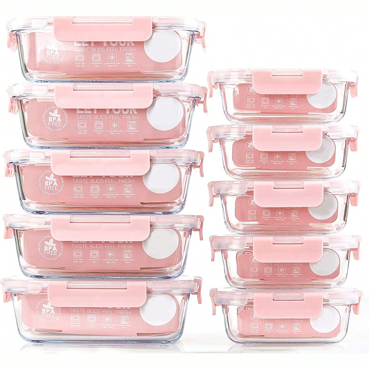 Meal Prep Lunch Boxes - 10'lu Paket Cam Yemek Hazırlık Kapları,