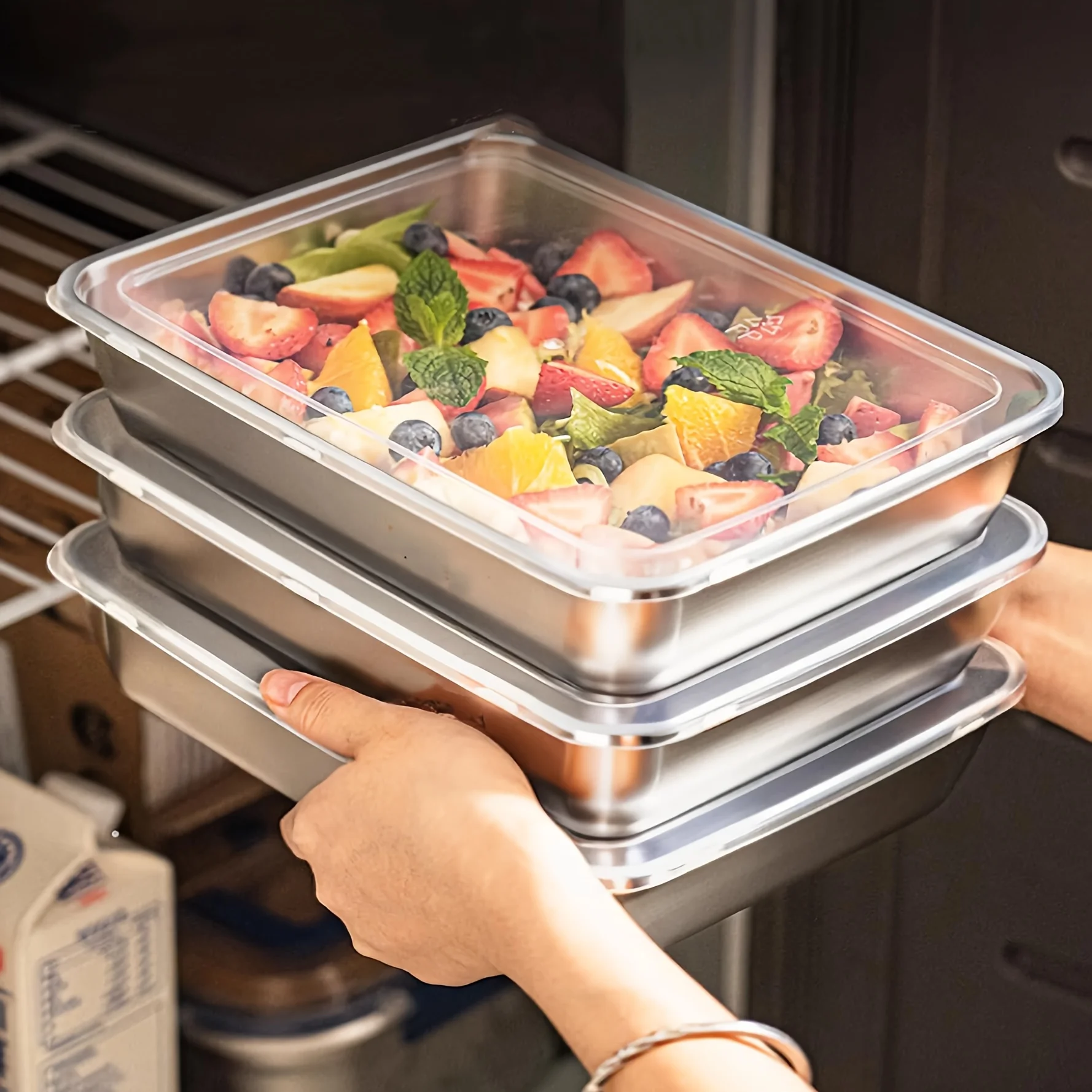 Meal Prep Lunch Boxes - 3 adet Paslanmaz Çelik Gıda Saklama