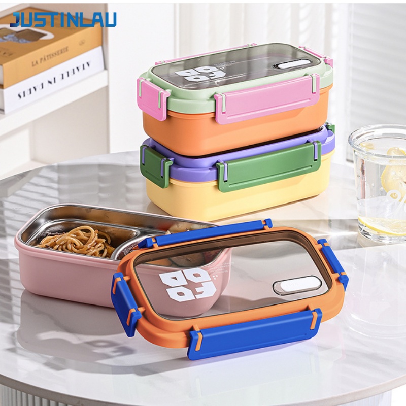 Salad Container Jar - JUSTINLAU 2 Izgaralı Bento Kutusu Paslanmaz