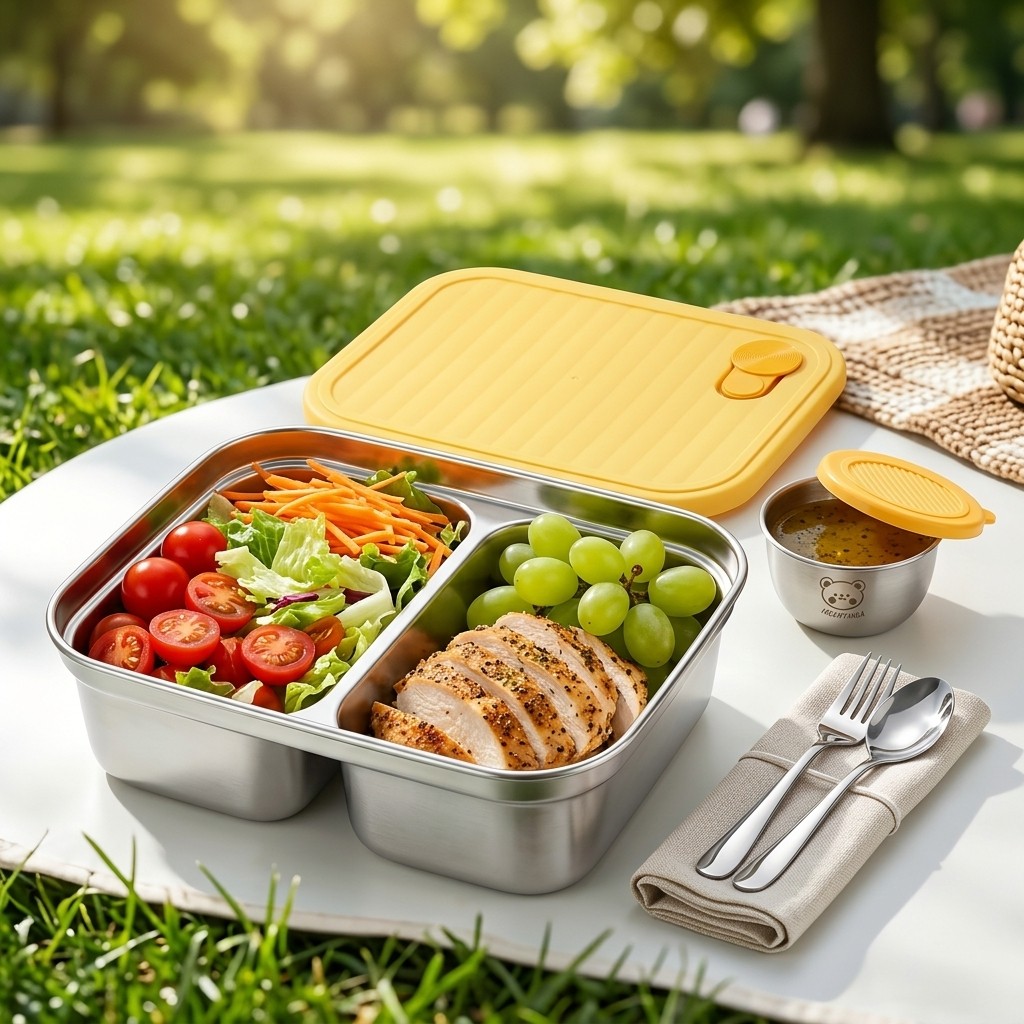 Salad Container Jar - 304 Paslanmaz Çelik Öğle Yemeği Kabı