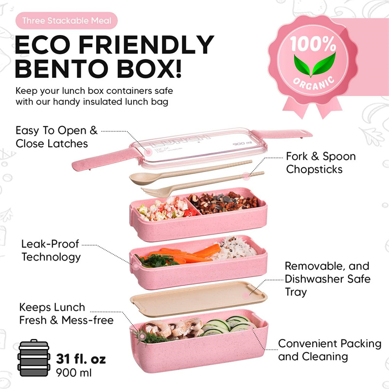 3-In-1 bölmesi buğday samanı B - Meal Prep Lunch Boxes incelemesi ve fiyatı