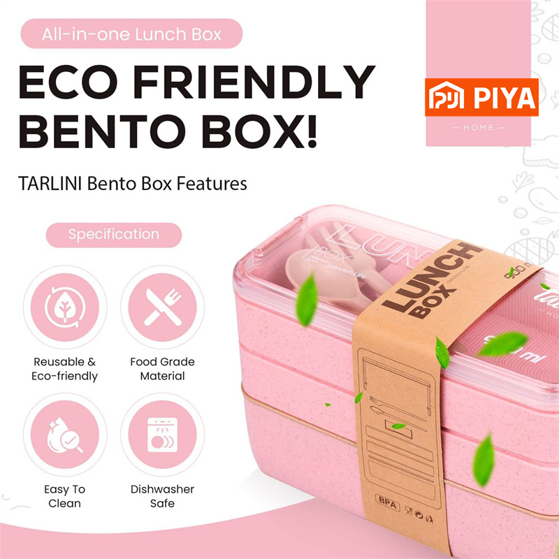 3-In-1 bölmesi buğday samanı B - Meal Prep Lunch Boxes incelemesi ve fiyatı