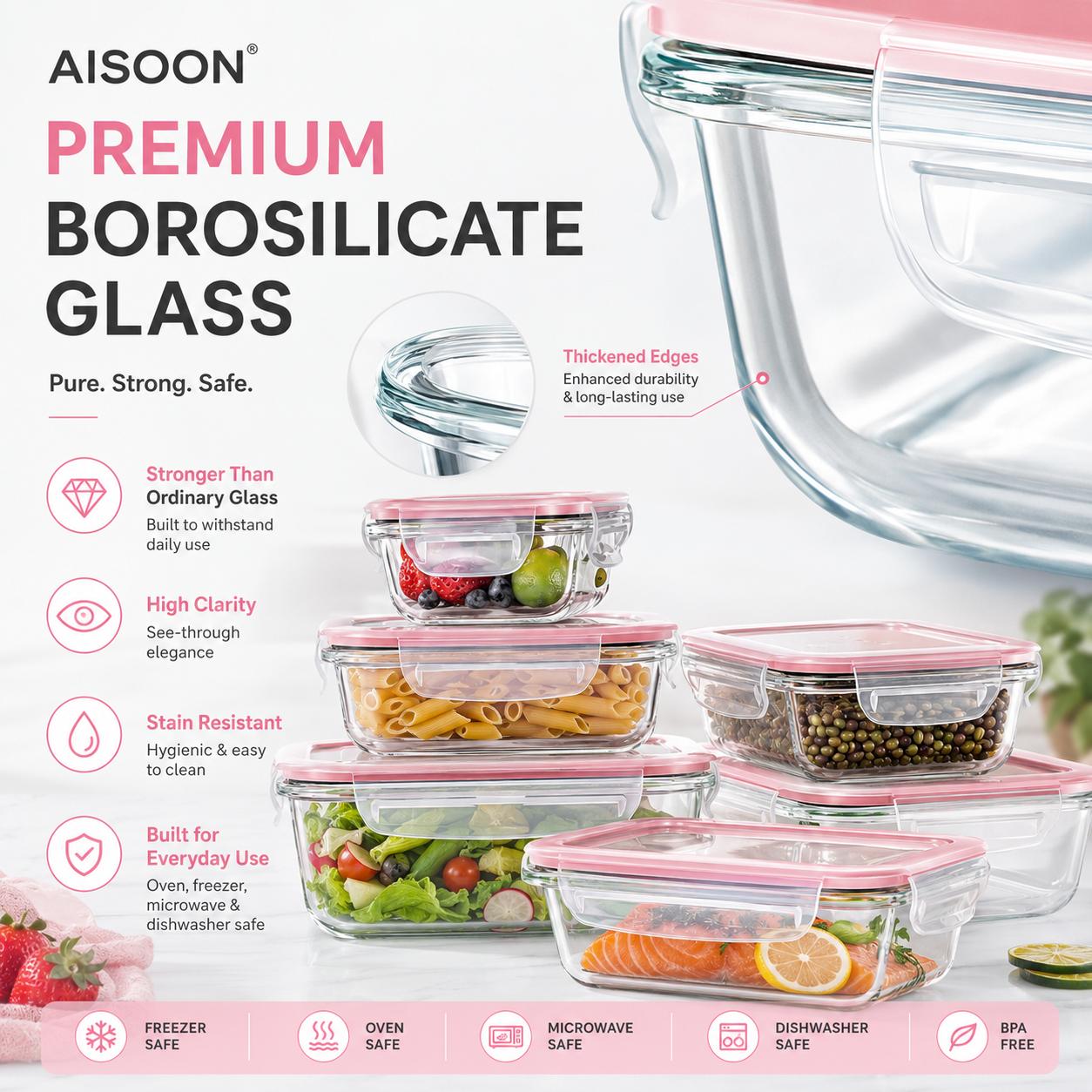 8/12 Parça İstiflenebilir Boro - Meal Prep Oven Safe Containers incelemesi ve fiyatı