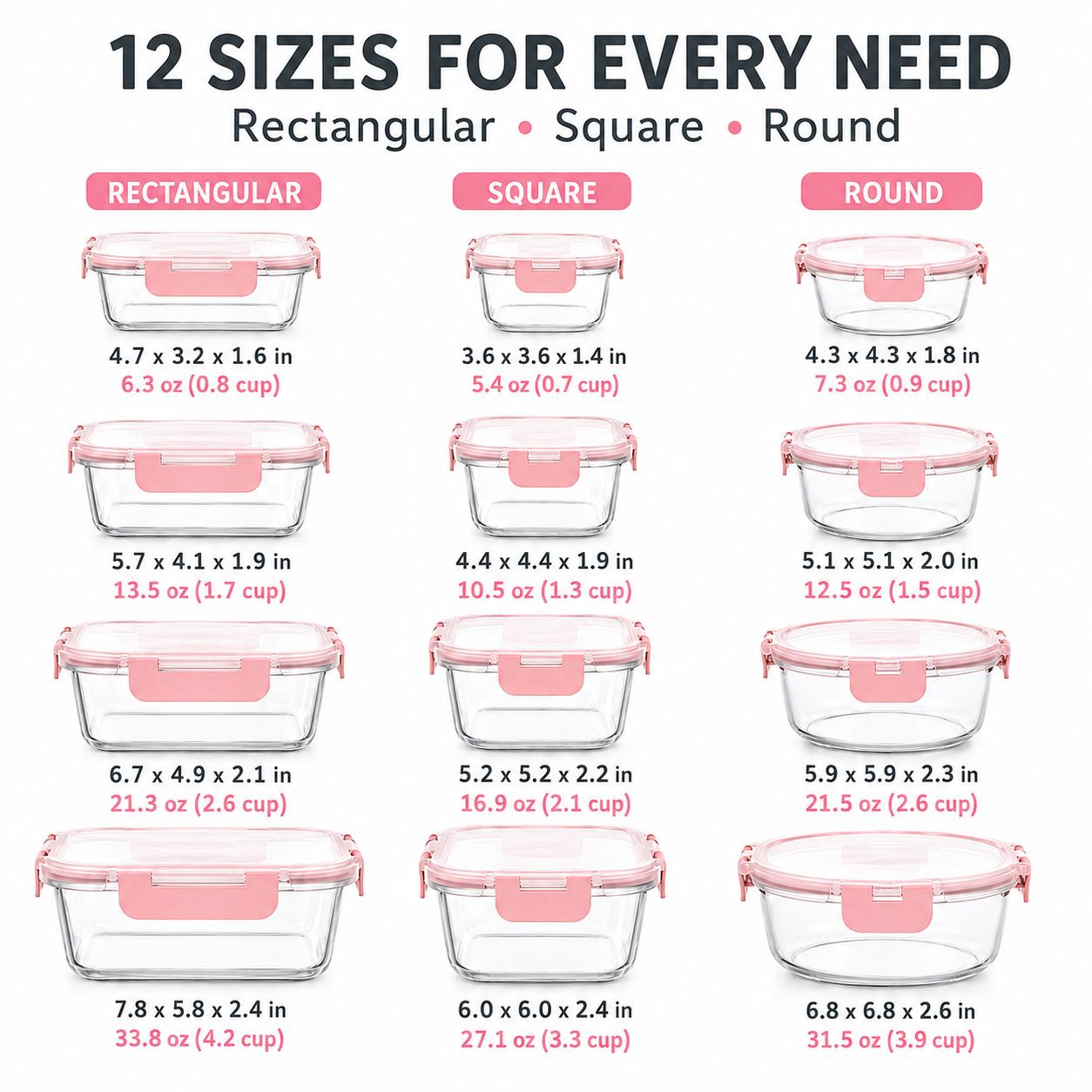 8/12 Parça İstiflenebilir Boro - Meal Prep Oven Safe Containers incelemesi ve fiyatı